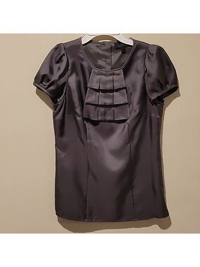 ❤️ LIKE NEW! BANANA REPUBLIC SILK TWILL PUFF CAP SLEEVE TOP, 2